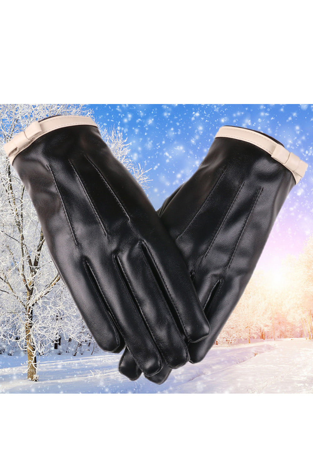 Women Fashion Touch Screen Windproof Warm Leather Gloves
