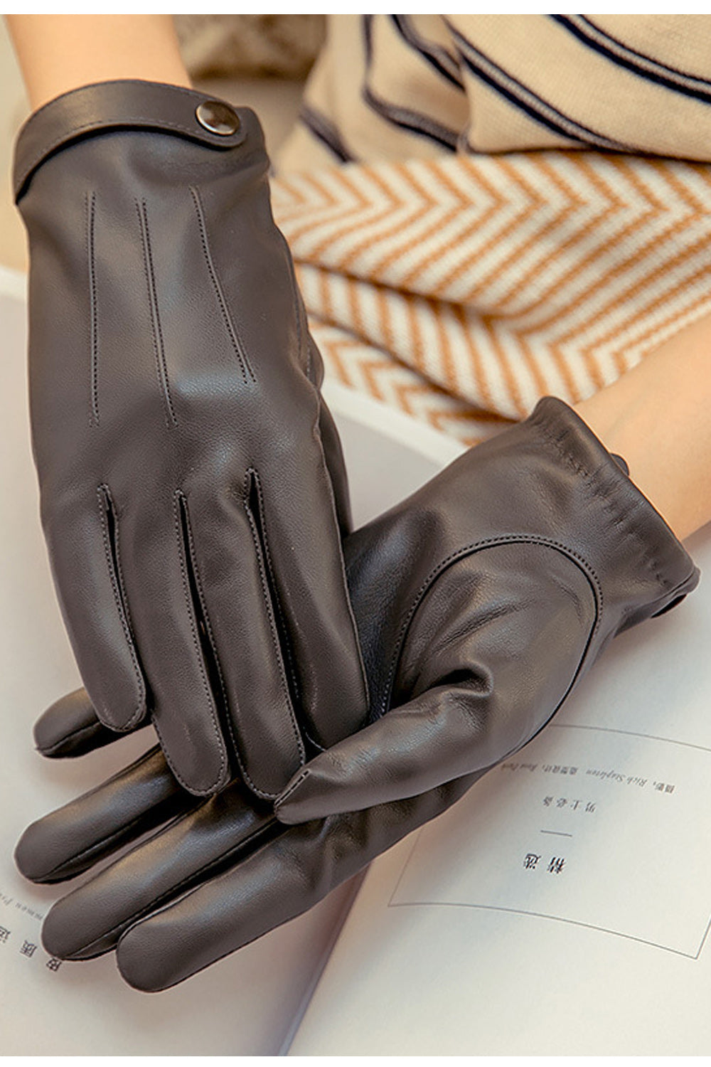 Women Coldproof Water Resistant Warm Winter Leather Gloves