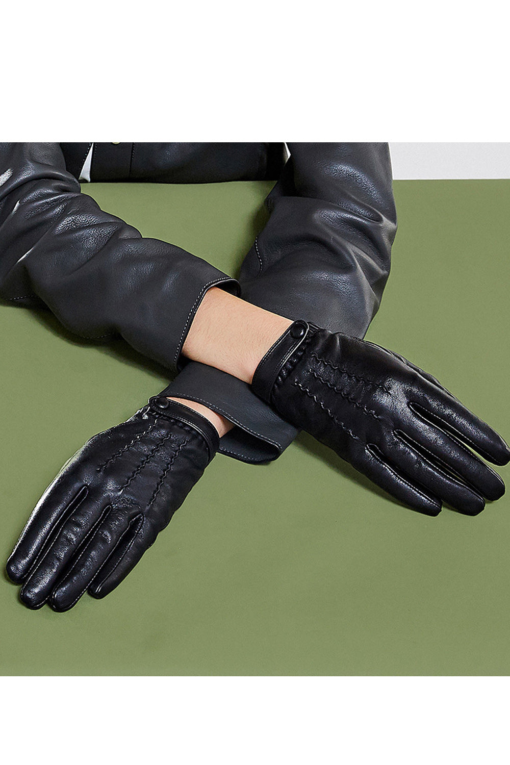 Women Warm Hand Protection Coldproof Non Slip Leather Gloves