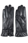 Women Thick Buckle Up Hand Protection Warm Leather Gloves