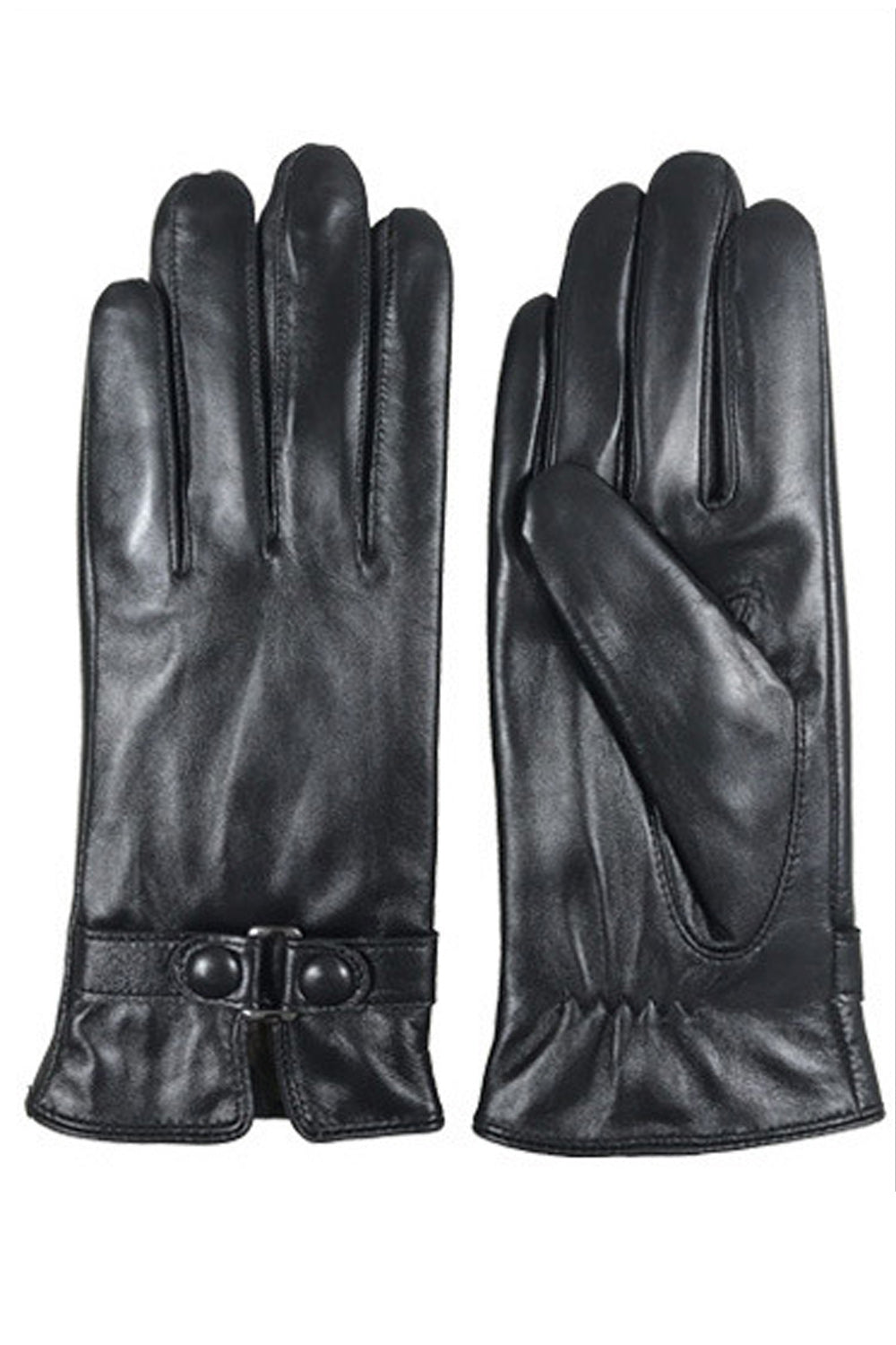 Women Thick Buckle Up Hand Protection Warm Leather Gloves