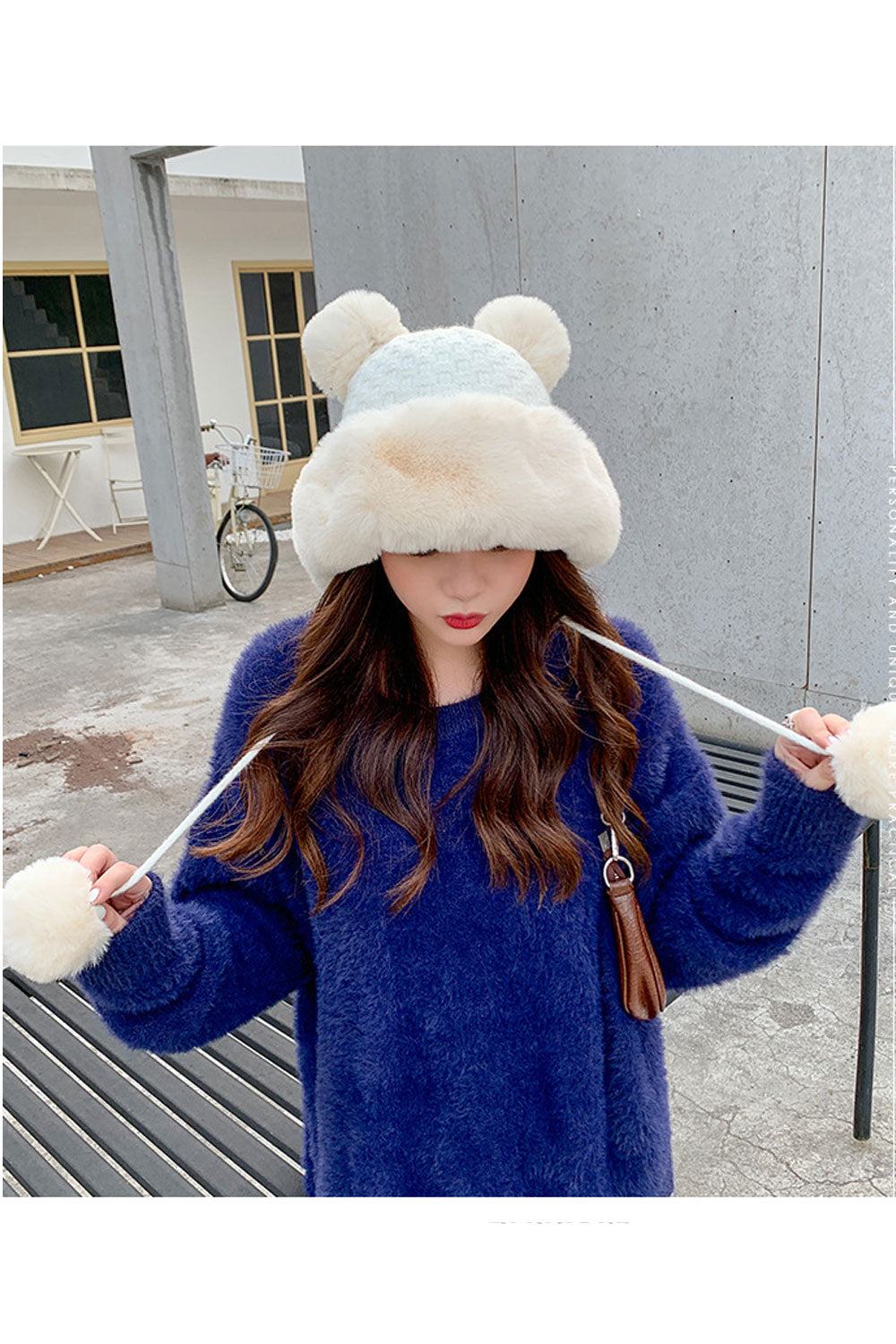 Women Warm Hairball Decorated Ear Protection Knitted Hat
