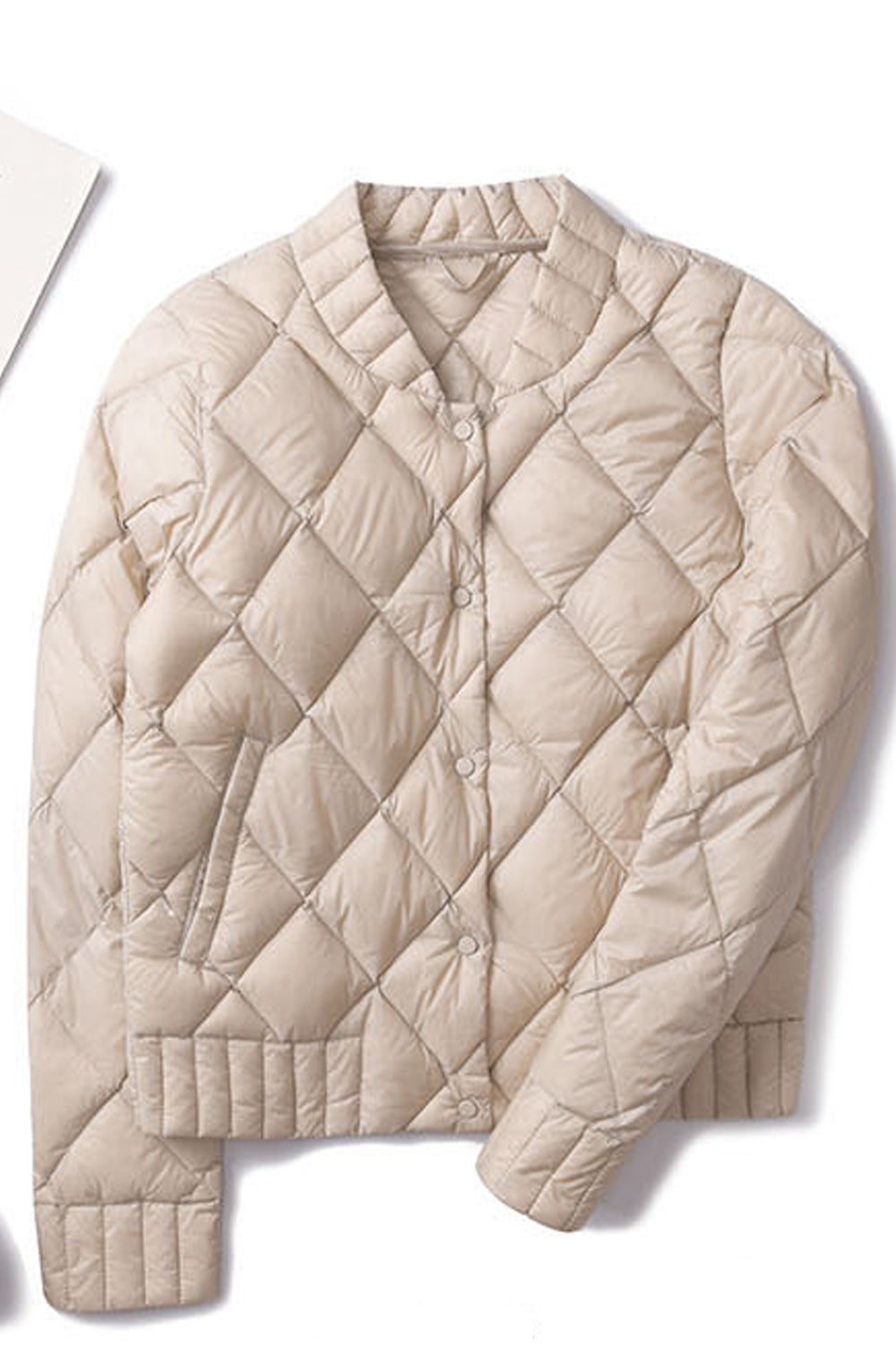 Women Stand Up Collar Solid Colored Easy Snap Button Winter Padded Jacket