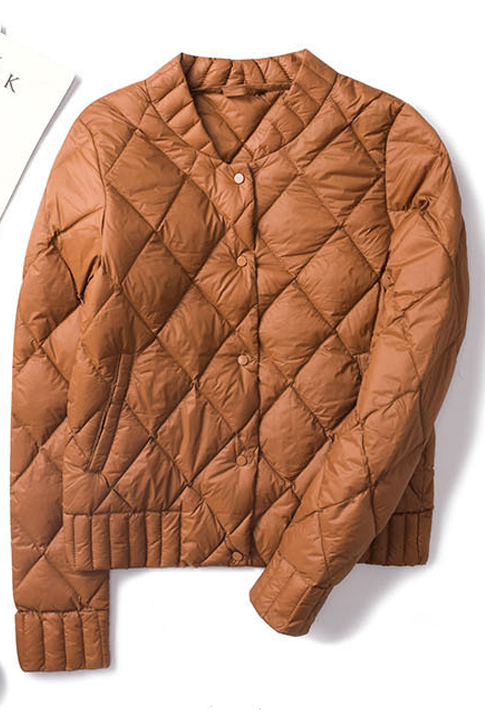 Women Stand Up Collar Solid Colored Easy Snap Button Winter Padded Jacket