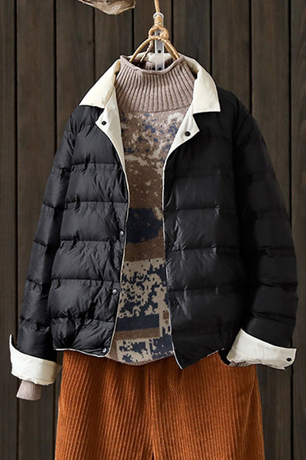Women Classy Solid Colored Long Sleeve Warm Padded Jacket