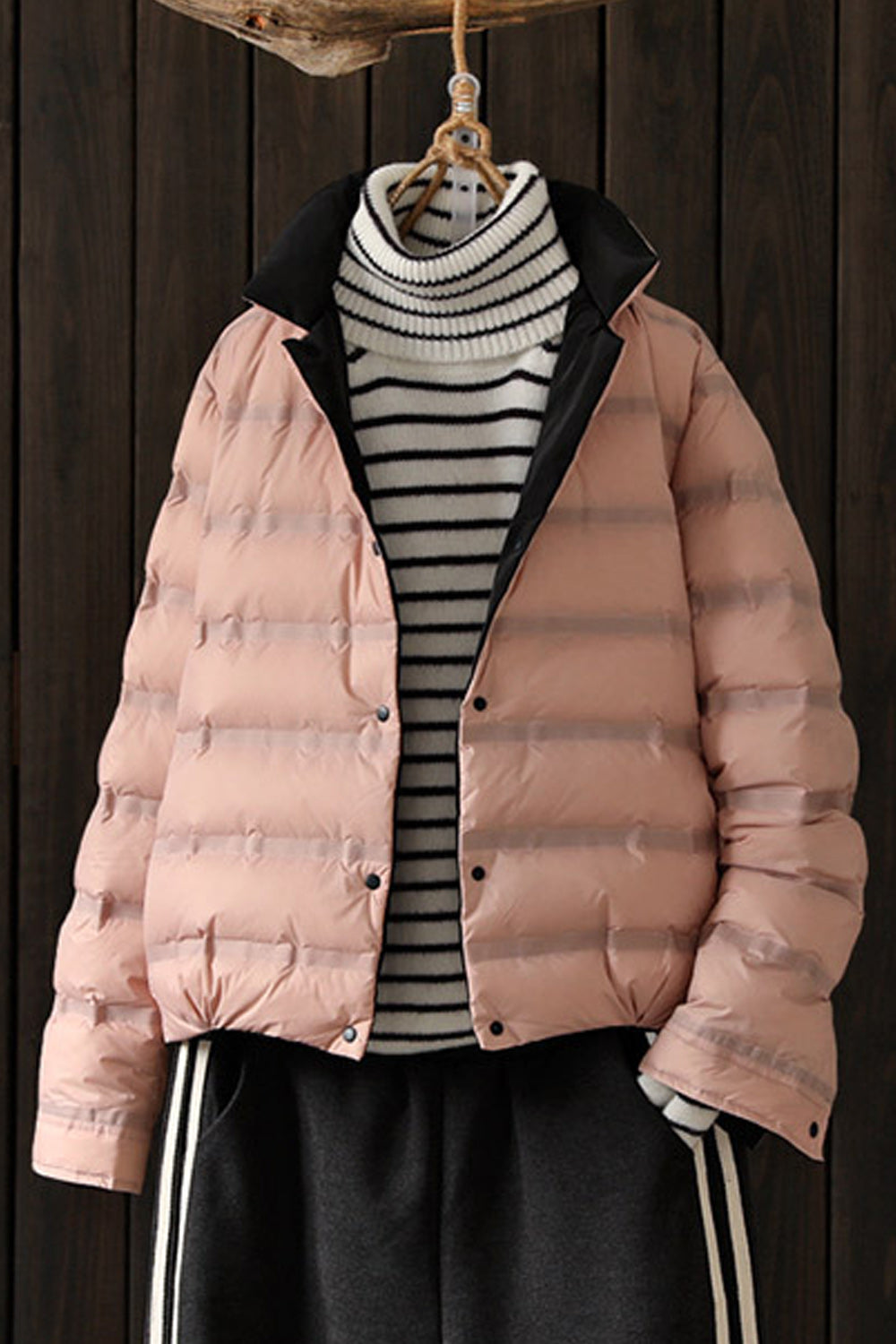 Women Classy Solid Colored Long Sleeve Warm Padded Jacket