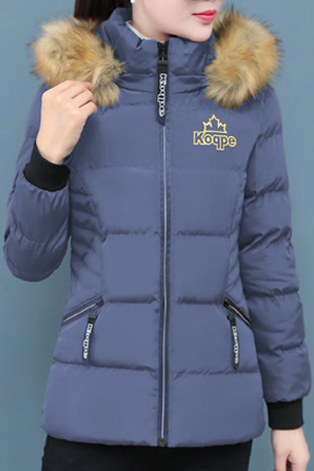 Women Zipper Closure Ribbed Cuffs Breathable Padded Jacket