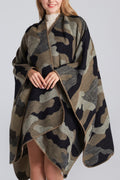 Women Stylish Camouflage Pattern Solid Colored Cozy Shawl