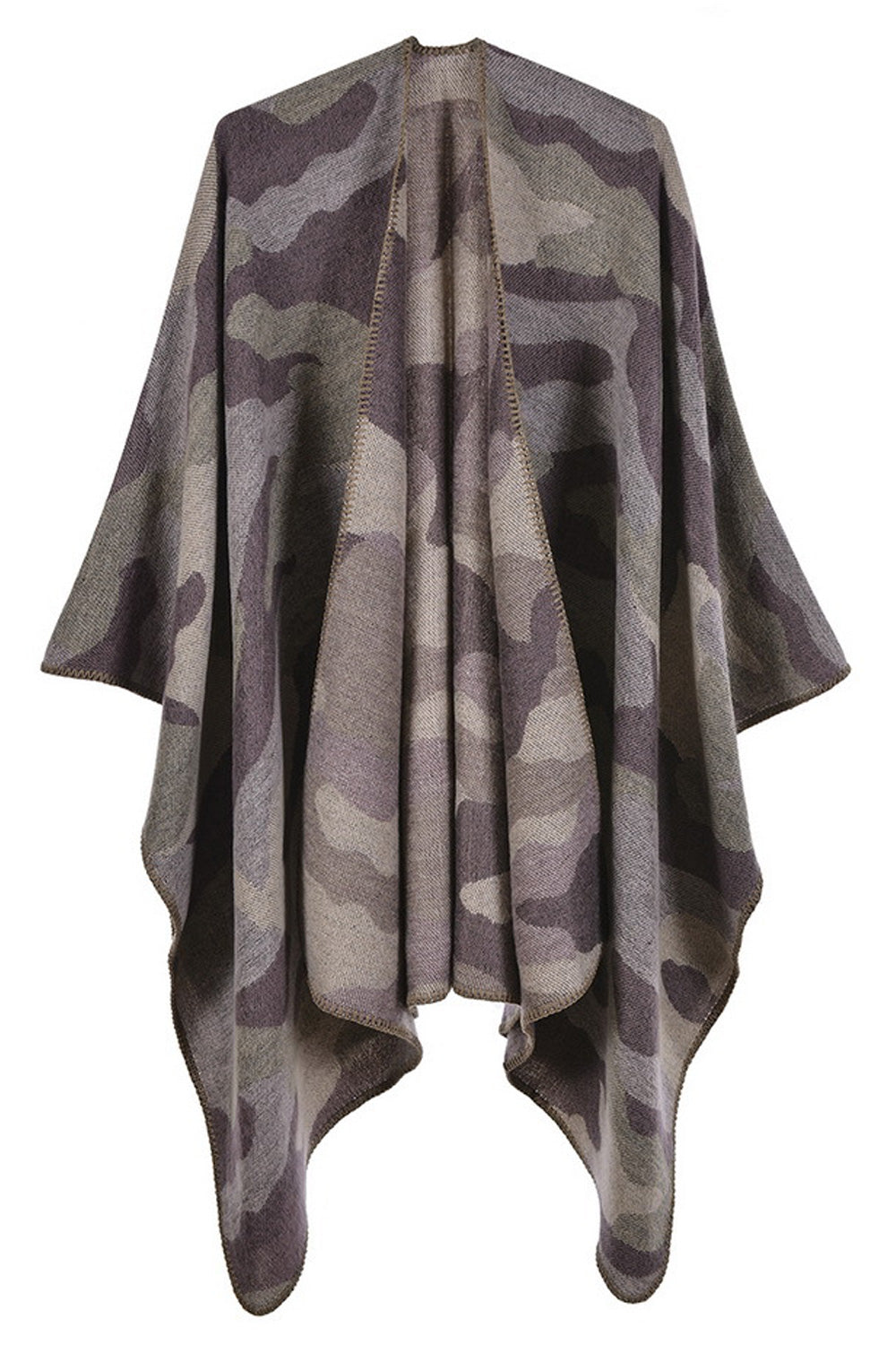 Women Stylish Camouflage Pattern Solid Colored Cozy Shawl