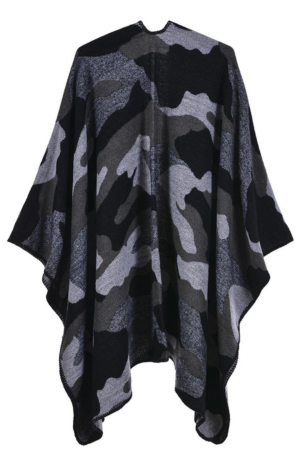 Women Stylish Camouflage Pattern Solid Colored Cozy Shawl