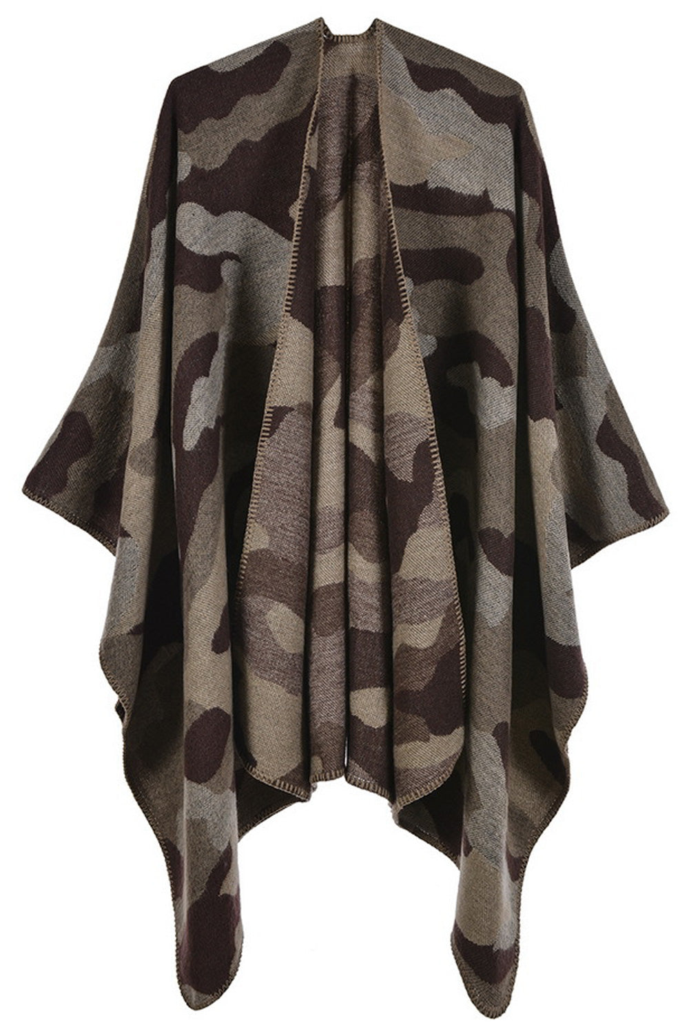 Women Stylish Camouflage Pattern Solid Colored Cozy Shawl