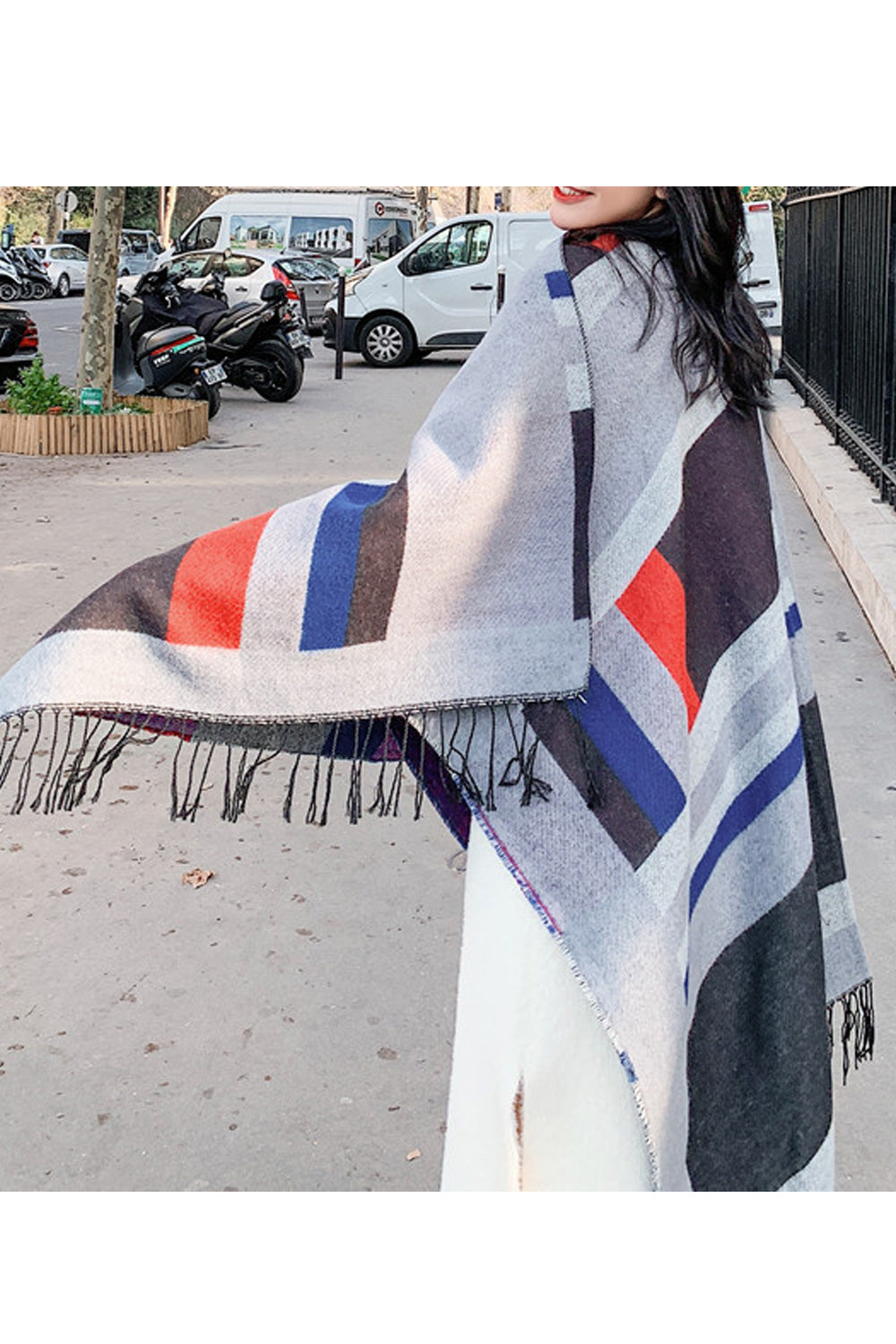 Women Warm Tassel Decorated Printed Pattern Fashionable Shawl