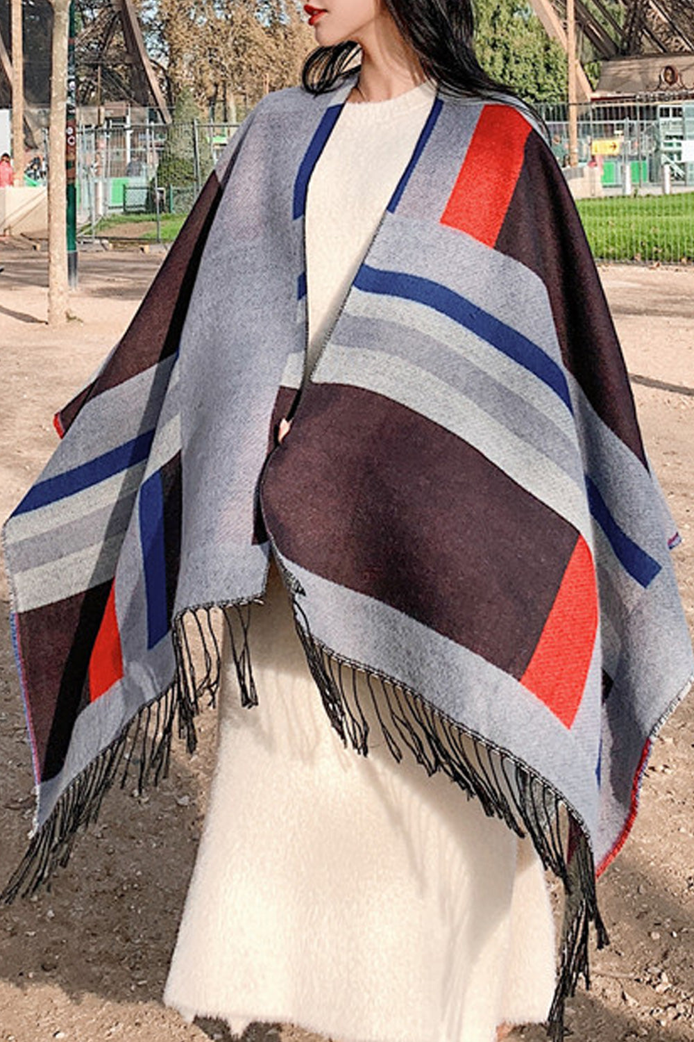 Women Warm Tassel Decorated Printed Pattern Fashionable Shawl