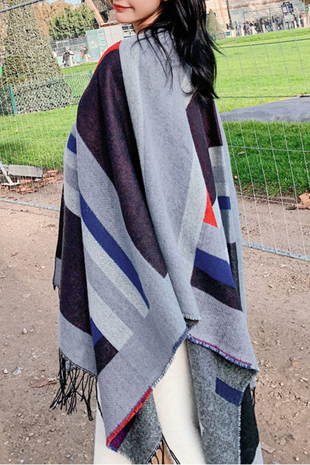 Women Warm Tassel Decorated Printed Pattern Fashionable Shawl