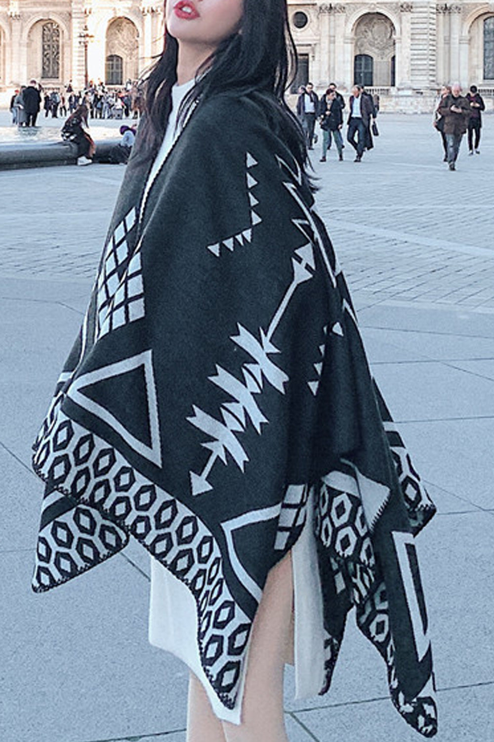 Women Fashionable Printed Pattern Cozy Soft Winter Shawl