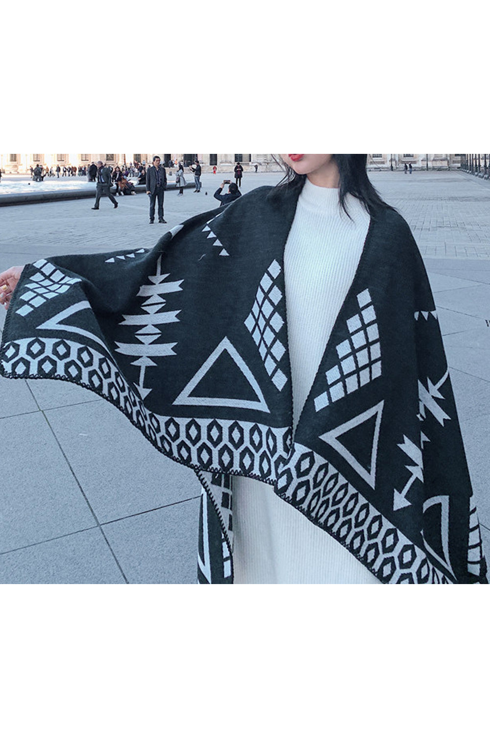 Women Fashionable Printed Pattern Cozy Soft Winter Shawl
