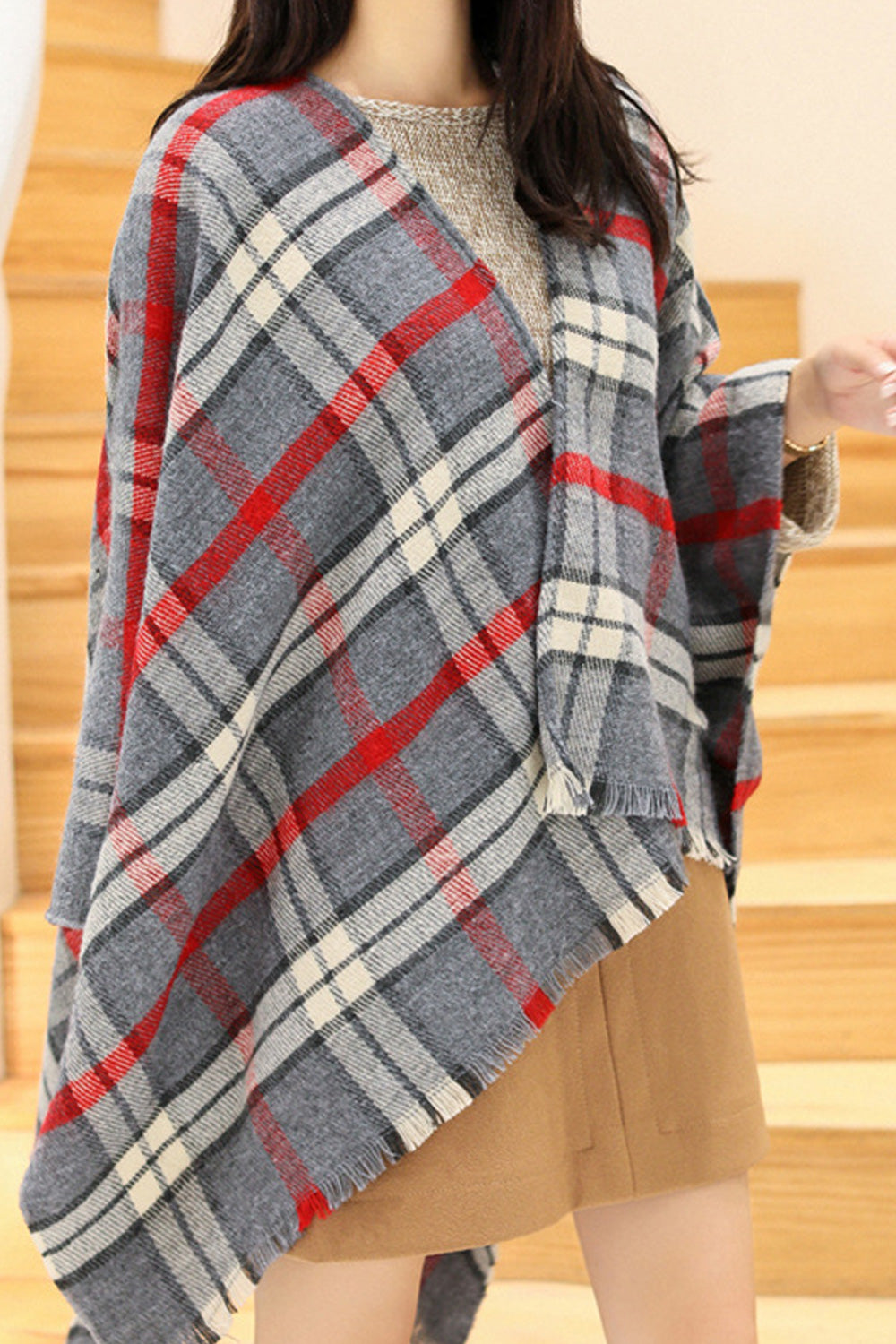 Women Pretty Plaid Pattern Classy Winter Warm Shawl