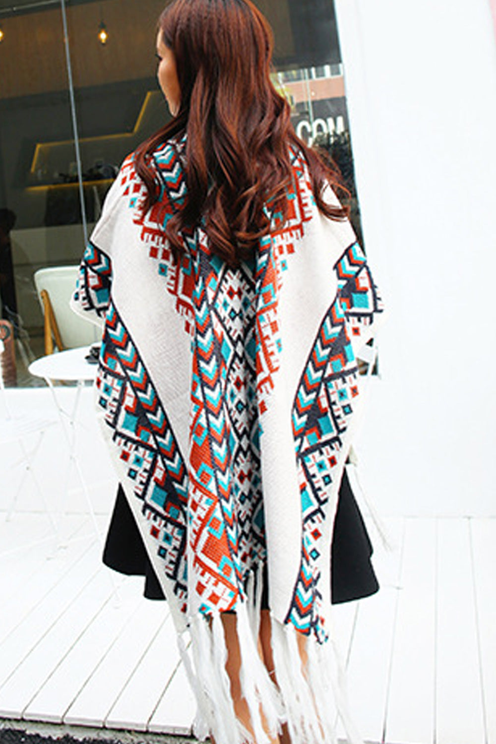 Women Classy Tassel Decorated Printed Style Warm Shawl