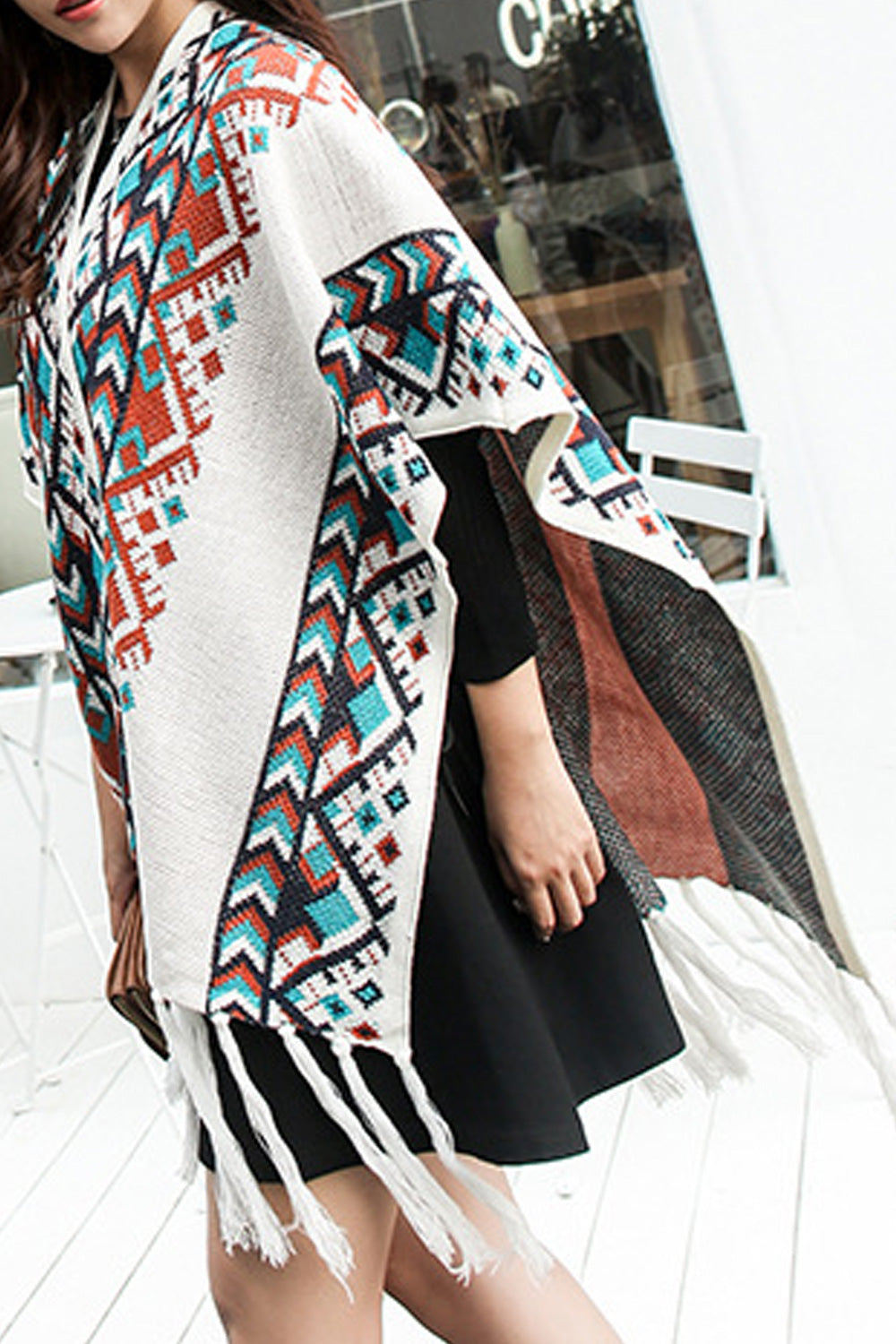 Women Classy Tassel Decorated Printed Style Warm Shawl