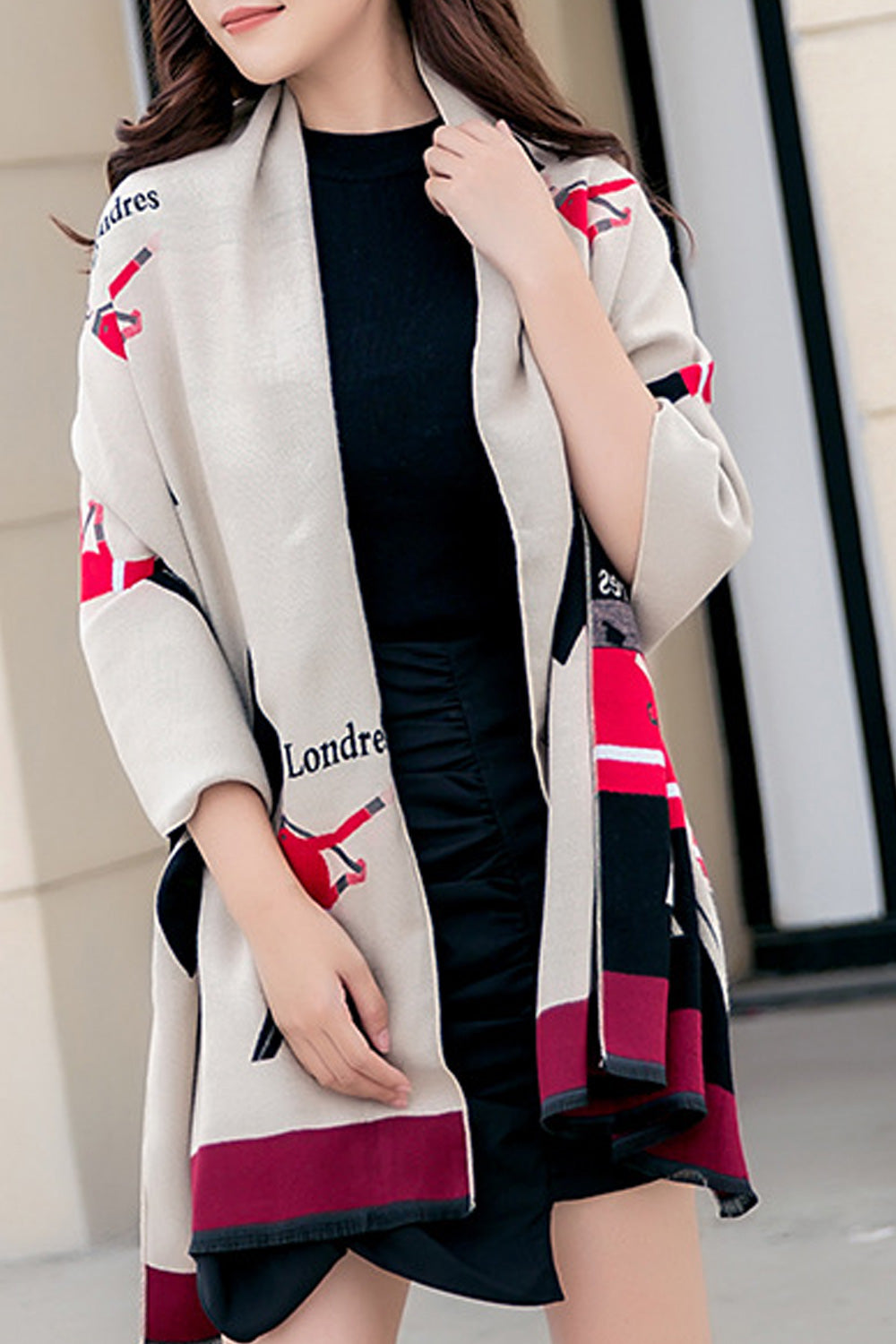 Women Thick Cashmere Cartoon Printed Stylish Warm Shawl