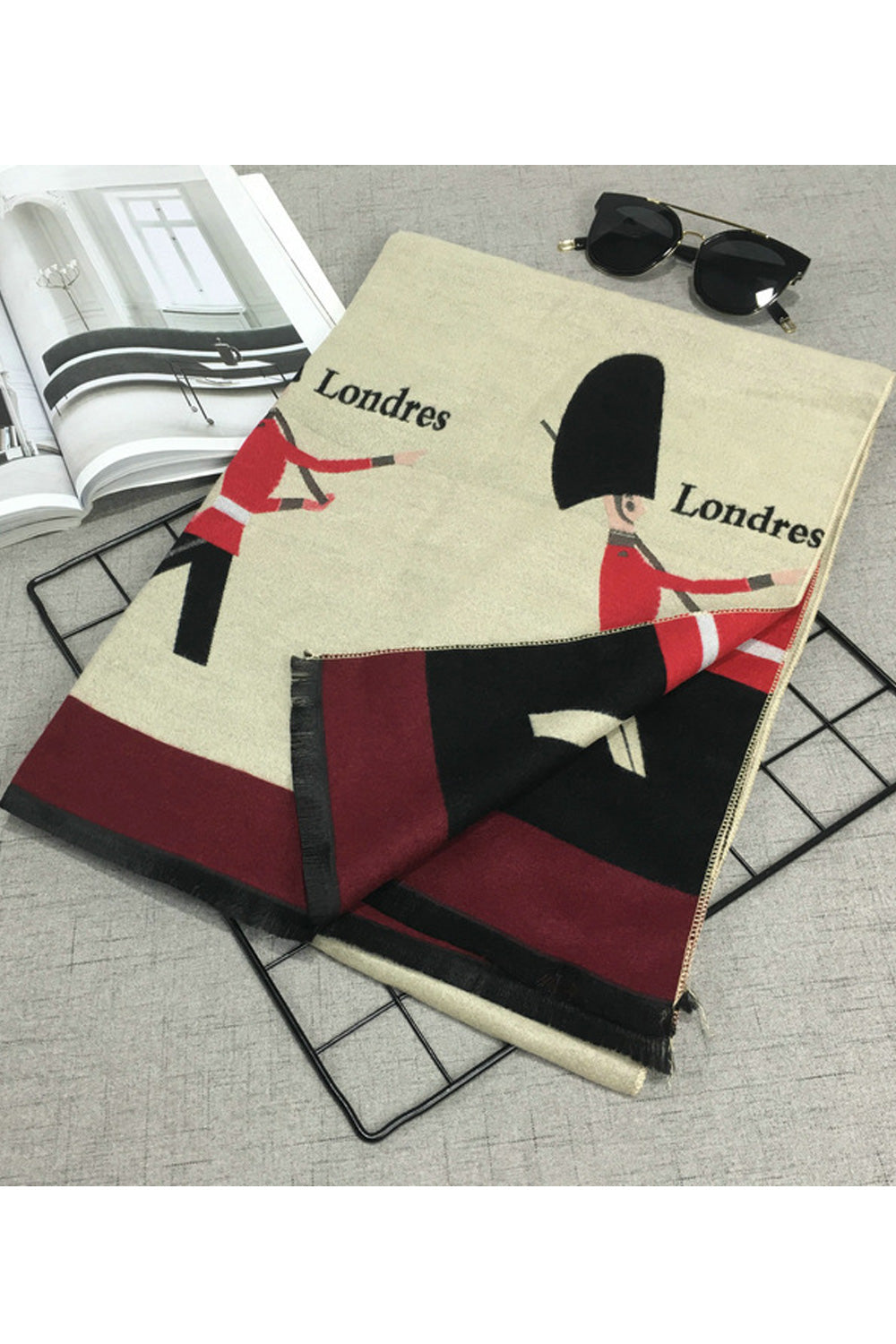 Women Thick Cashmere Cartoon Printed Stylish Warm Shawl