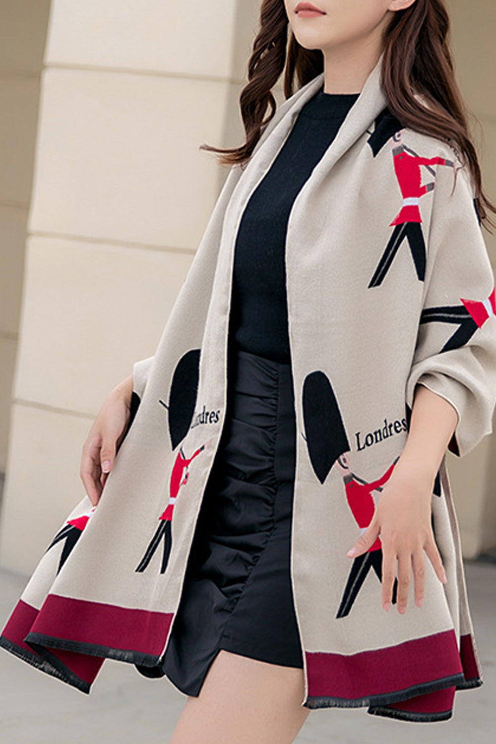 Women Thick Cashmere Cartoon Printed Stylish Warm Shawl