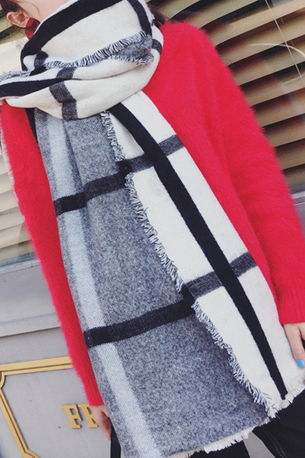 Women Plaid Pattern Comfortable Warm Fashionable Shawl