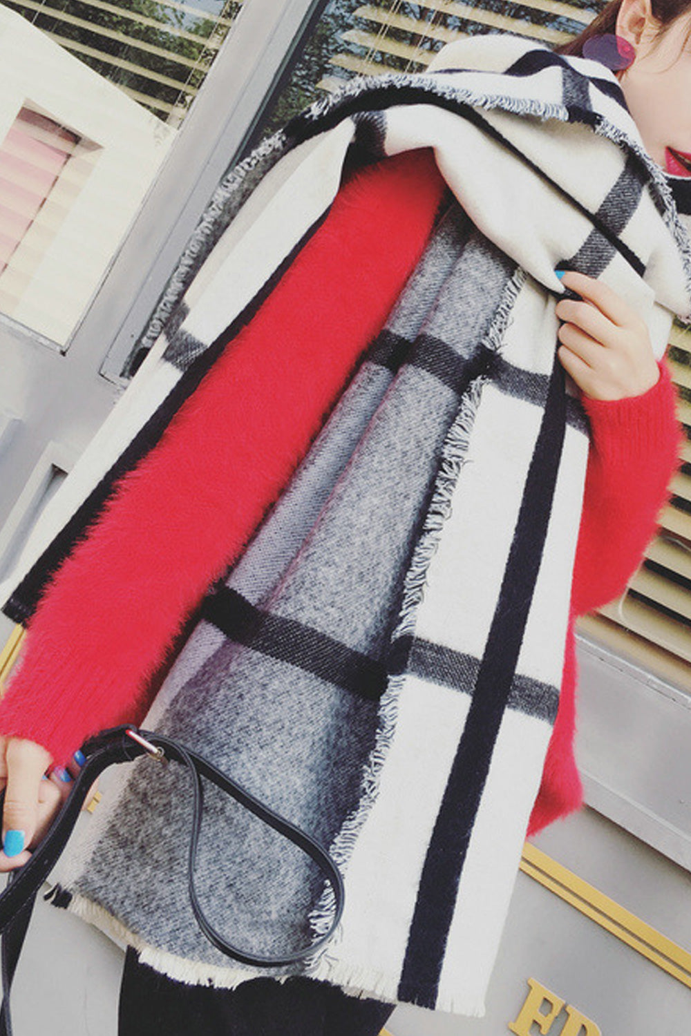 Women Plaid Pattern Comfortable Warm Fashionable Shawl