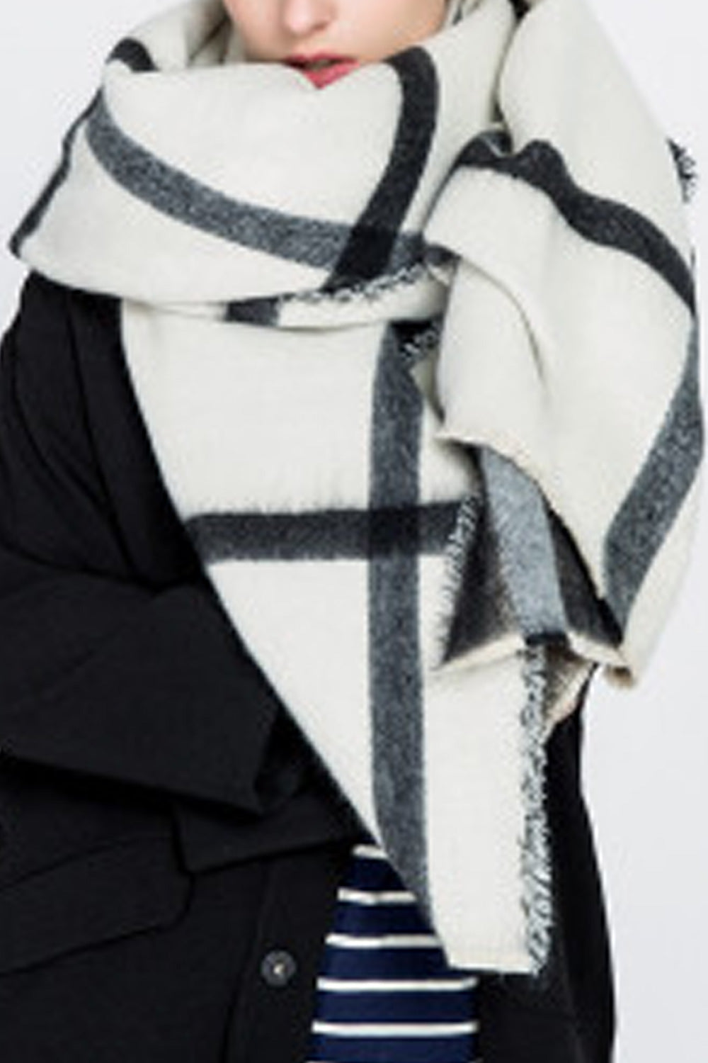 Women Plaid Pattern Comfortable Warm Fashionable Shawl