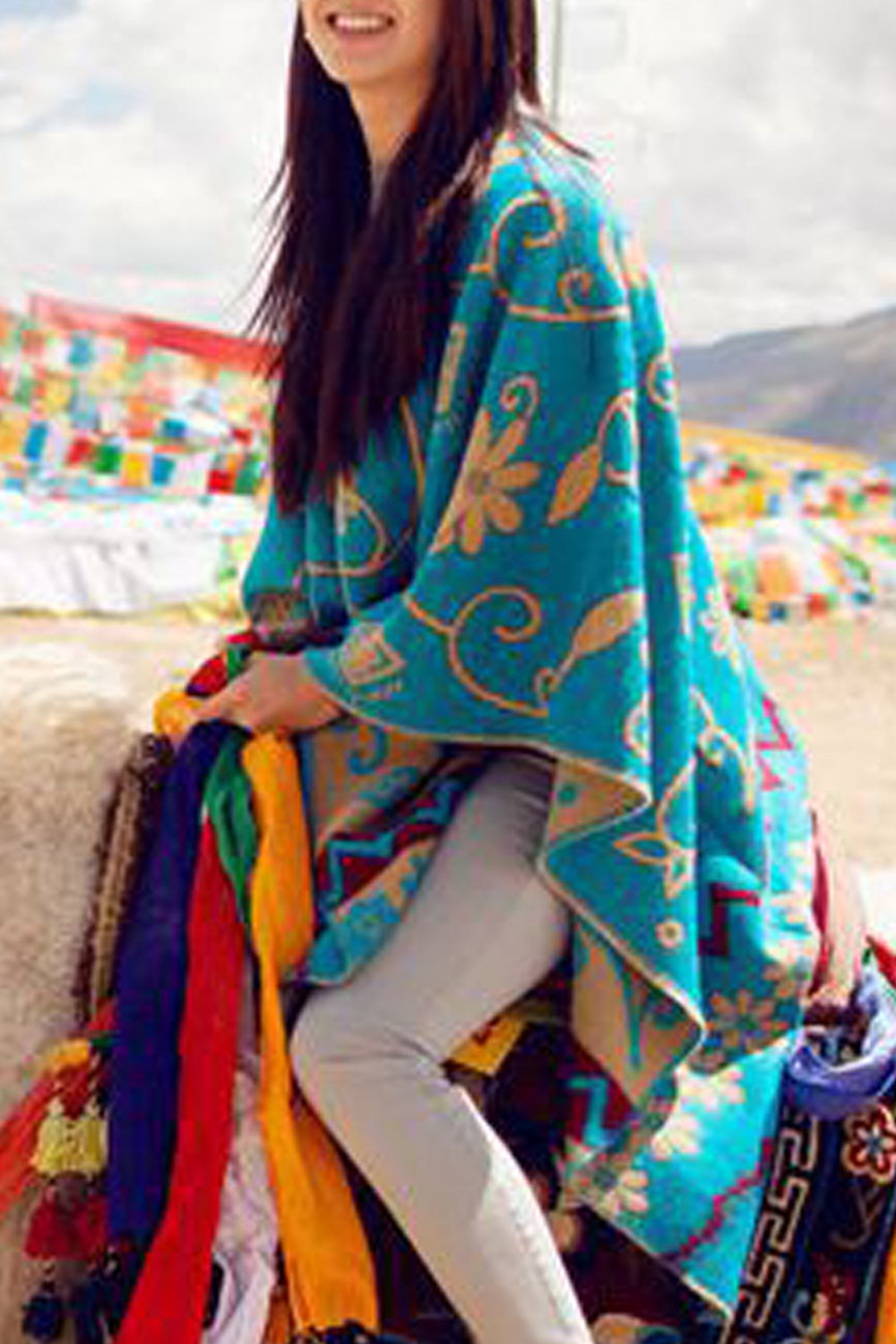 Women Cute Flower printed Thick Lovely Casual Shawl
