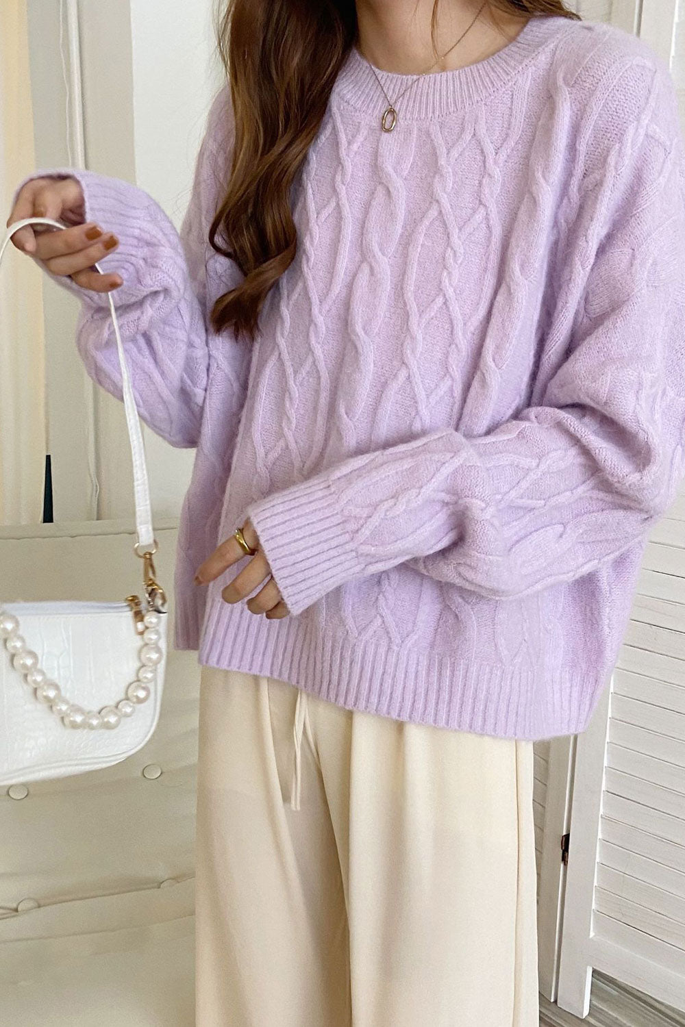 Women Lovely Casual Winter Solid Pattern Decent Styled Sweater