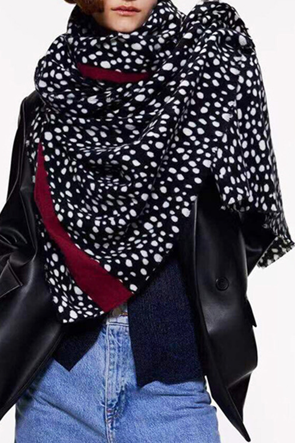 Women Thick Cashmere Polka Dotted Fashionable Casual Shawl