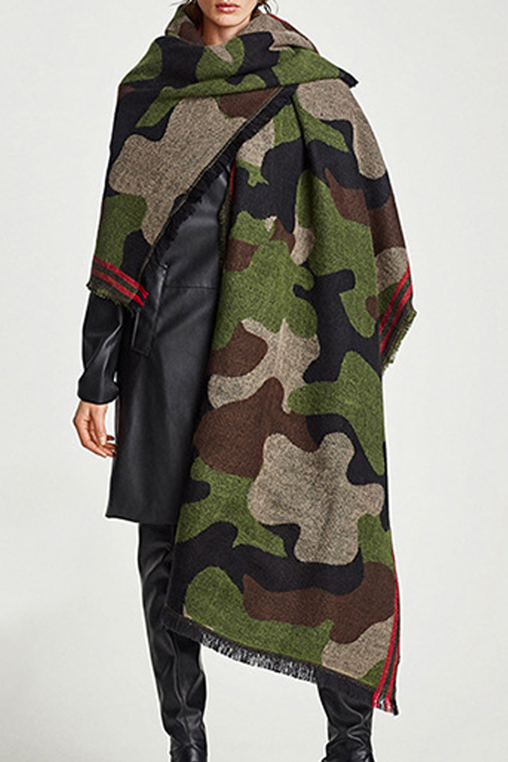 Women Camouflage Printed Warm Long Winter Casual Shawl