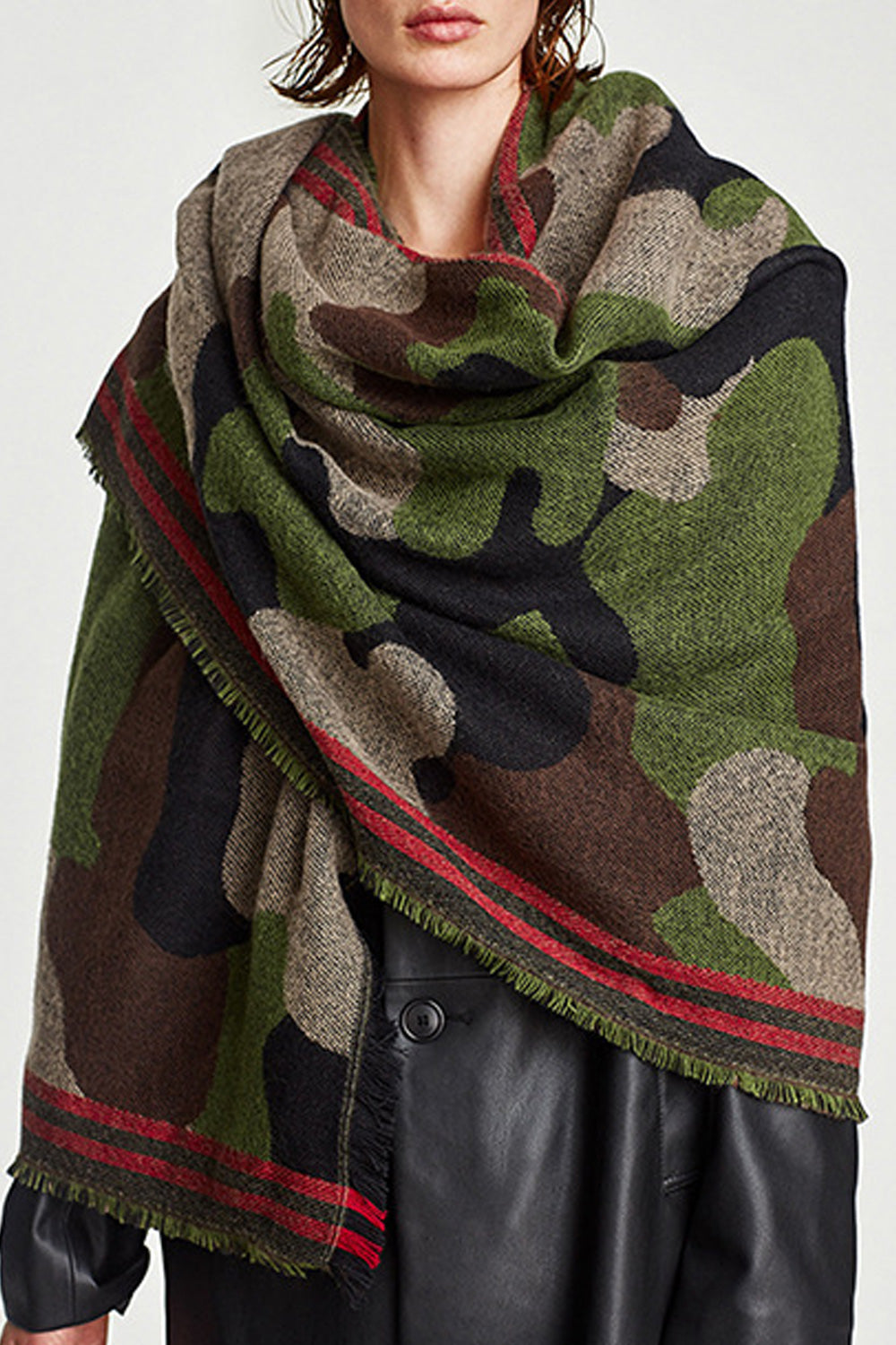 Women Camouflage Printed Warm Long Winter Casual Shawl