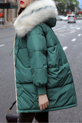 Women Mid Length Warm Solid Colored Thick Padded Jacket