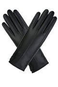 Women Solid Colored Thick Warm PU Leather Gloves