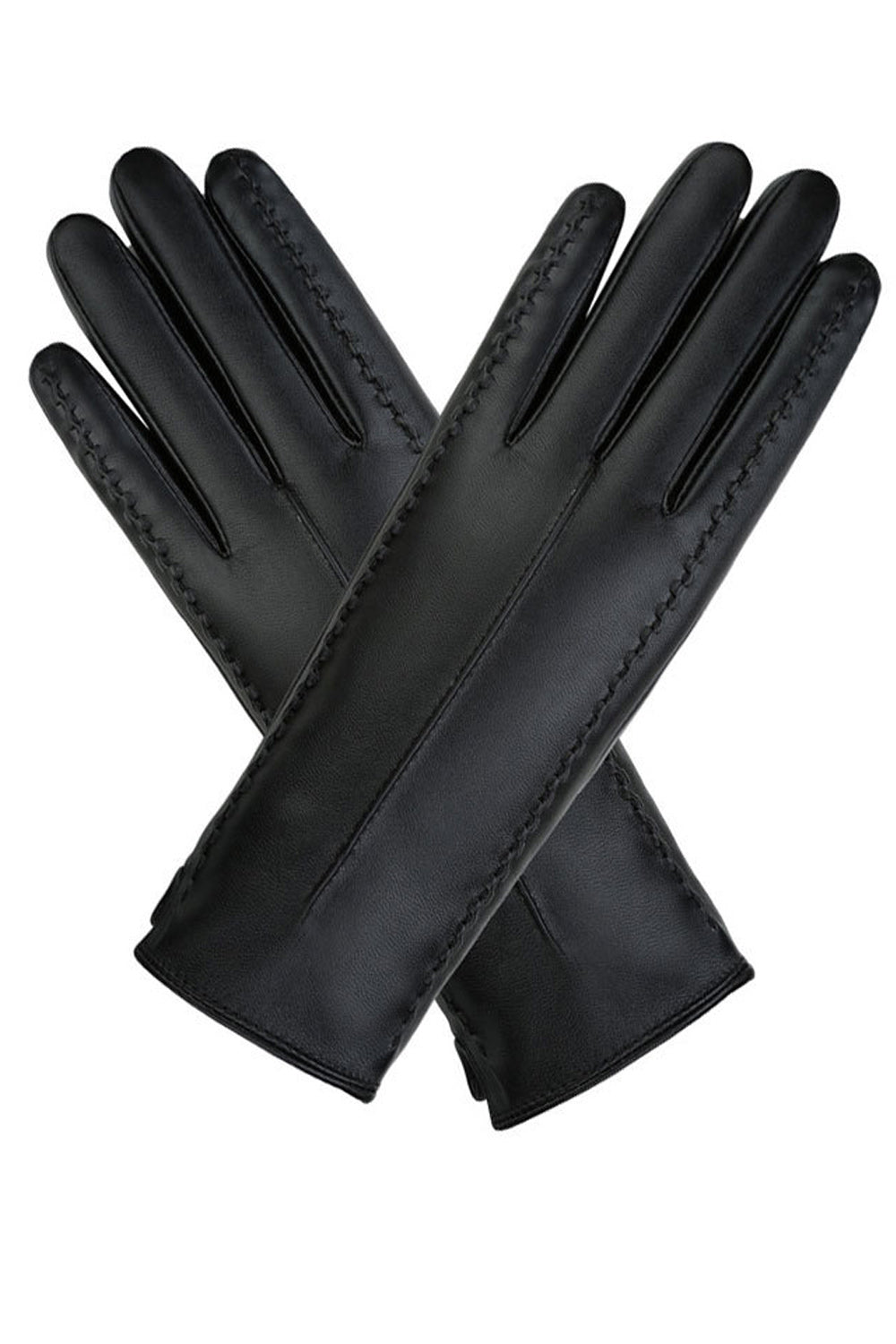 Women Solid Colored Thick Warm PU Leather Gloves
