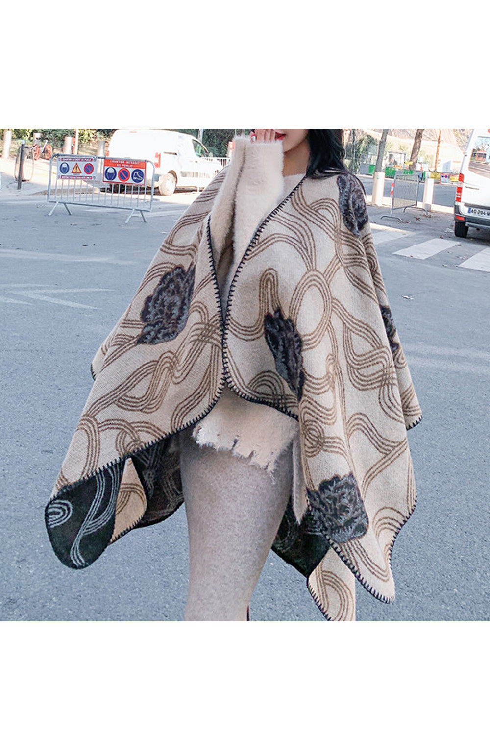 Women Cute Flower Printed Warm Comfortable Easy Shawl