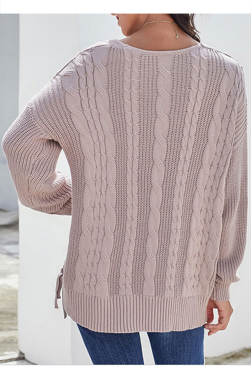 Women Deep V-Neck Thick Solid Pattern Winter Casual Sweater