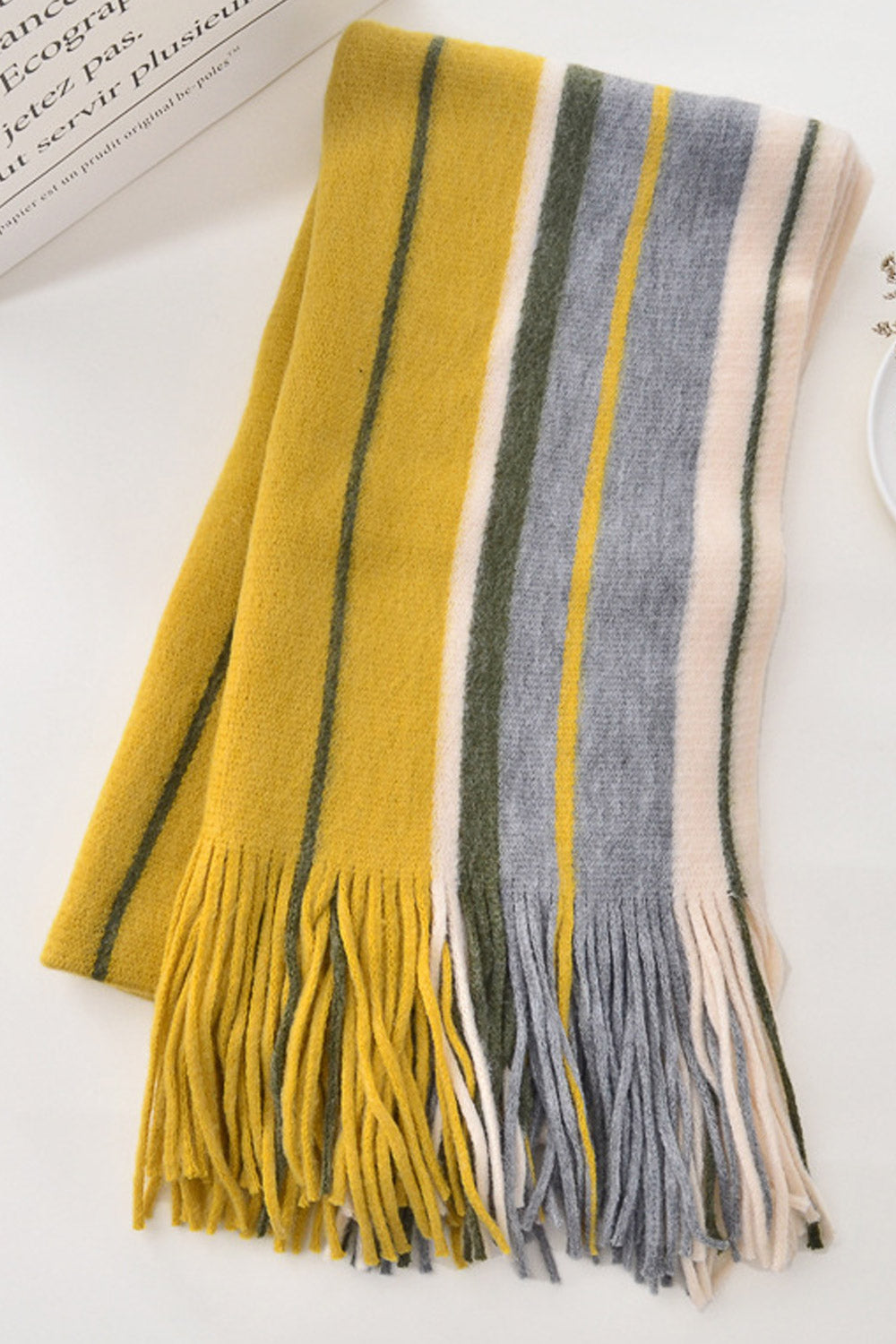 Women Comfortable Stripe Pattern Warm Cashmere Casual Muffler