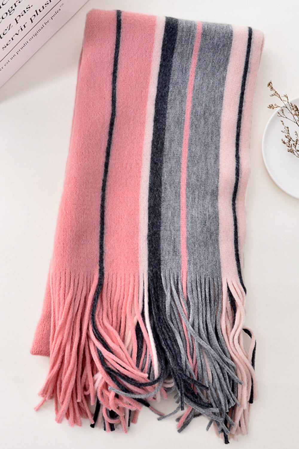 Women Comfortable Stripe Pattern Warm Cashmere Casual Muffler