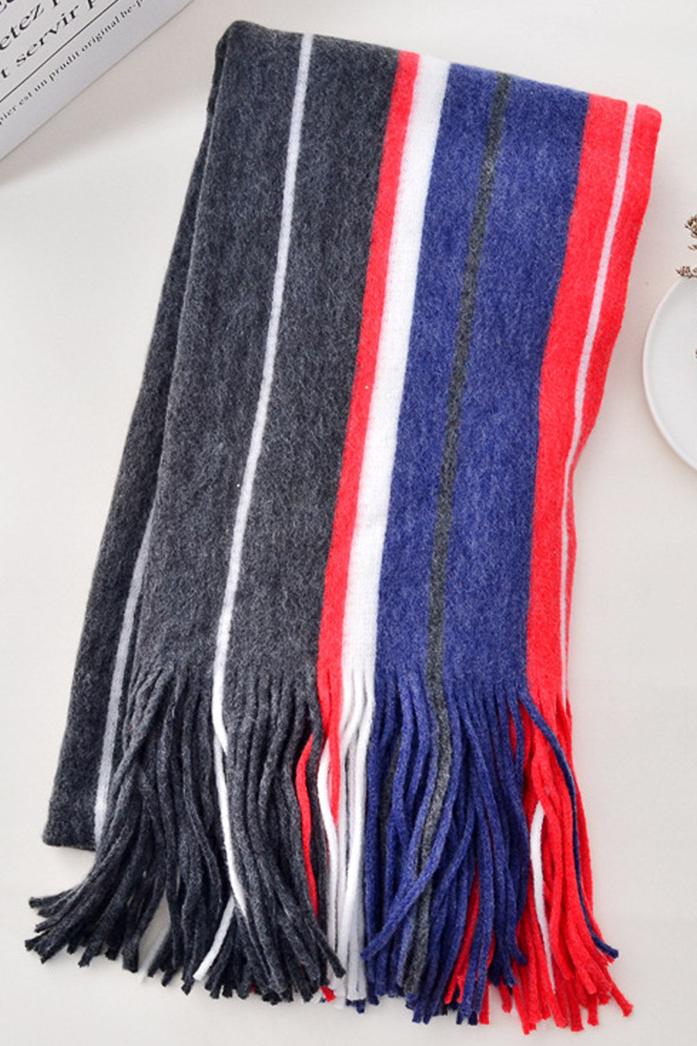 Women Comfortable Stripe Pattern Warm Cashmere Casual Muffler