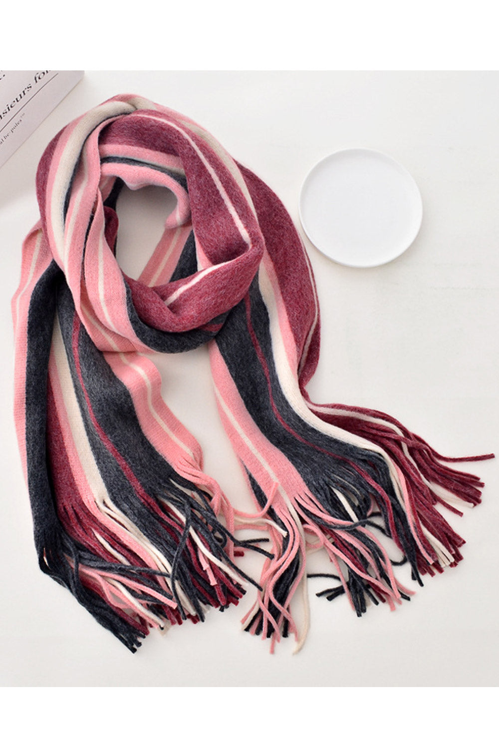 Women Comfortable Stripe Pattern Warm Cashmere Casual Muffler