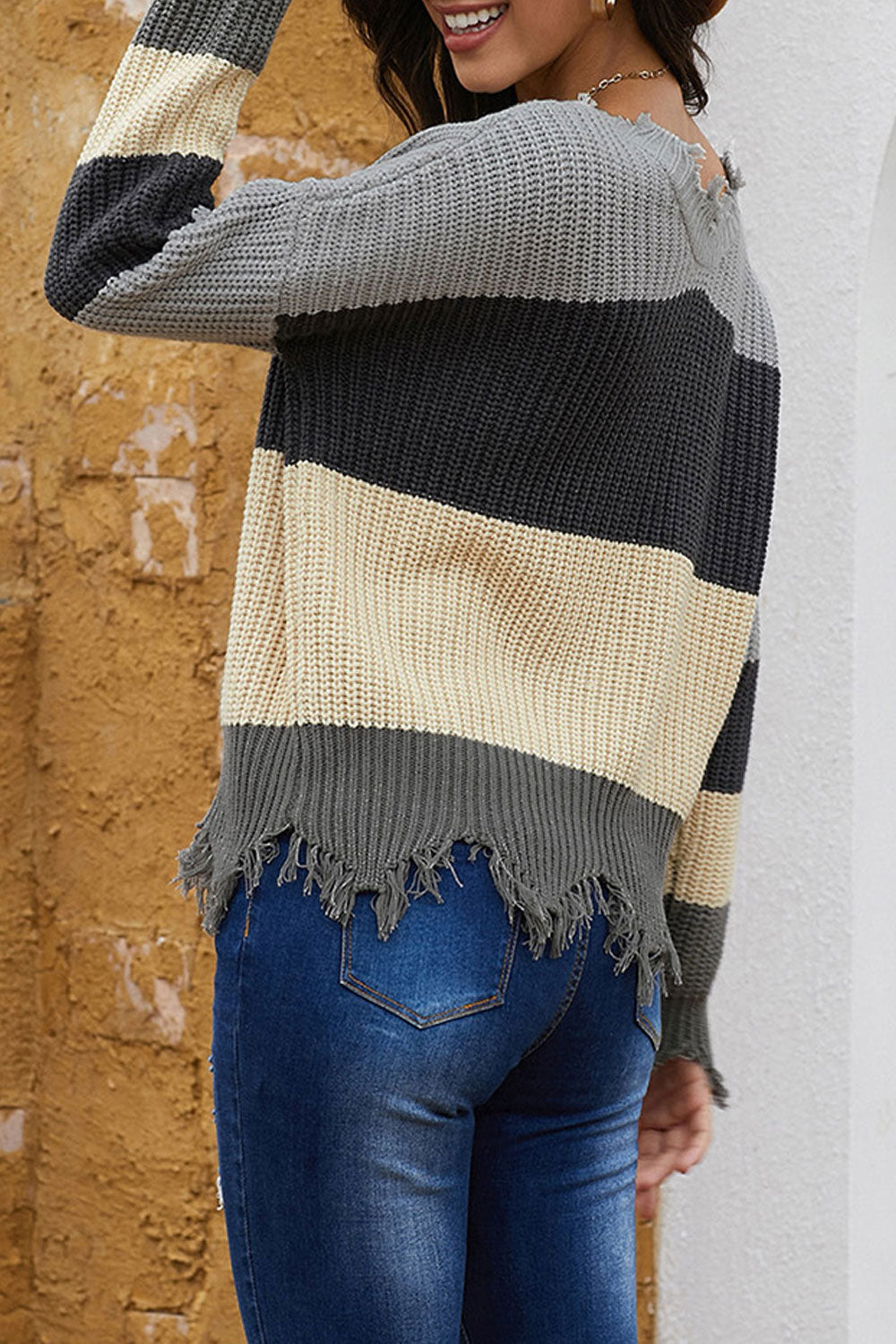 Women Long Sleeve Breathable Trendy V-Neck Warm Sweater