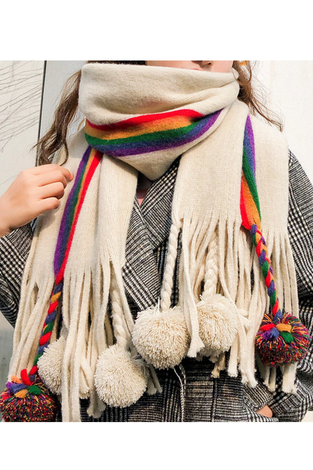 Women Hair Ball Decorated Warm Windproof Comfy Muffler