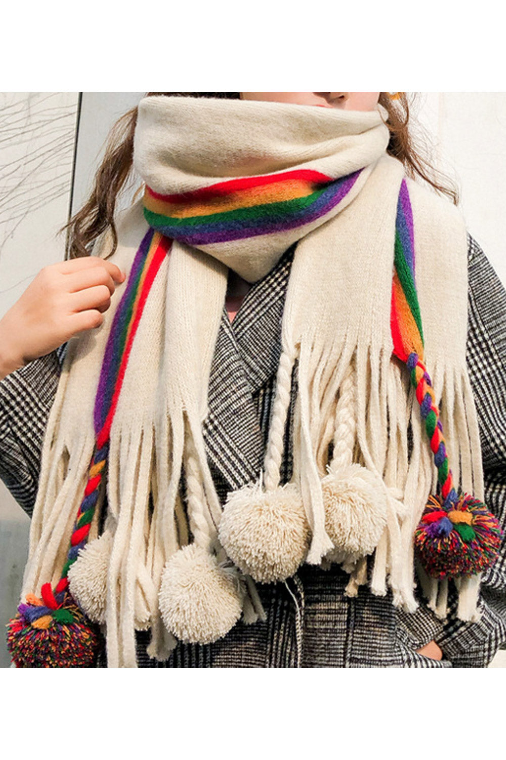 Women Hair Ball Decorated Warm Windproof Comfy Muffler