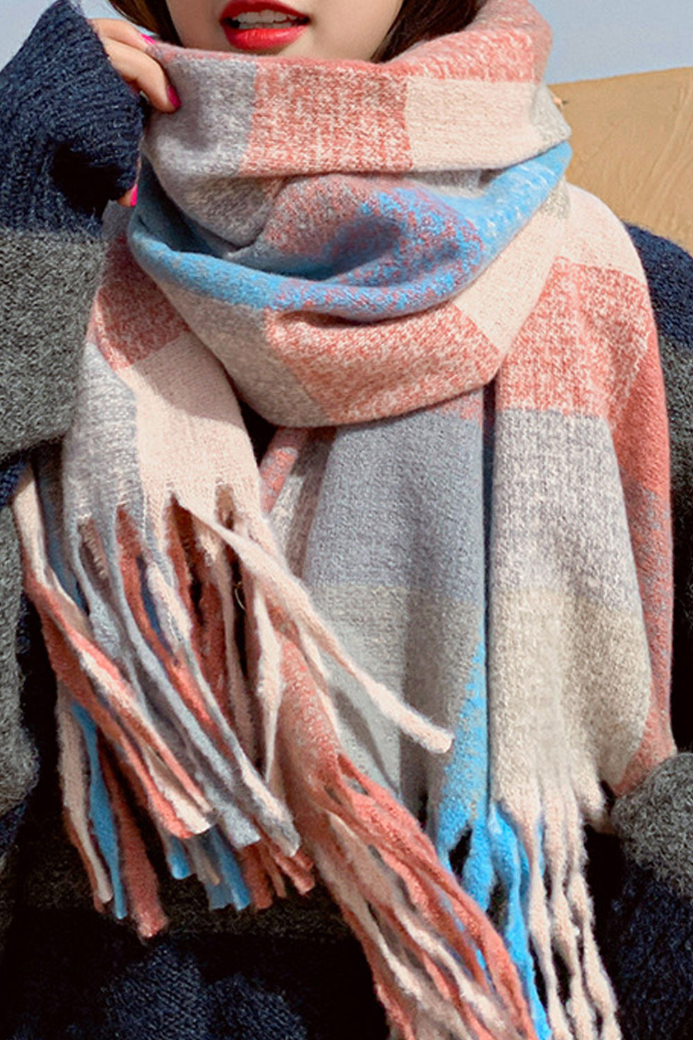 Women Tassel Hem Long Length Pretty Cozy Muffler
