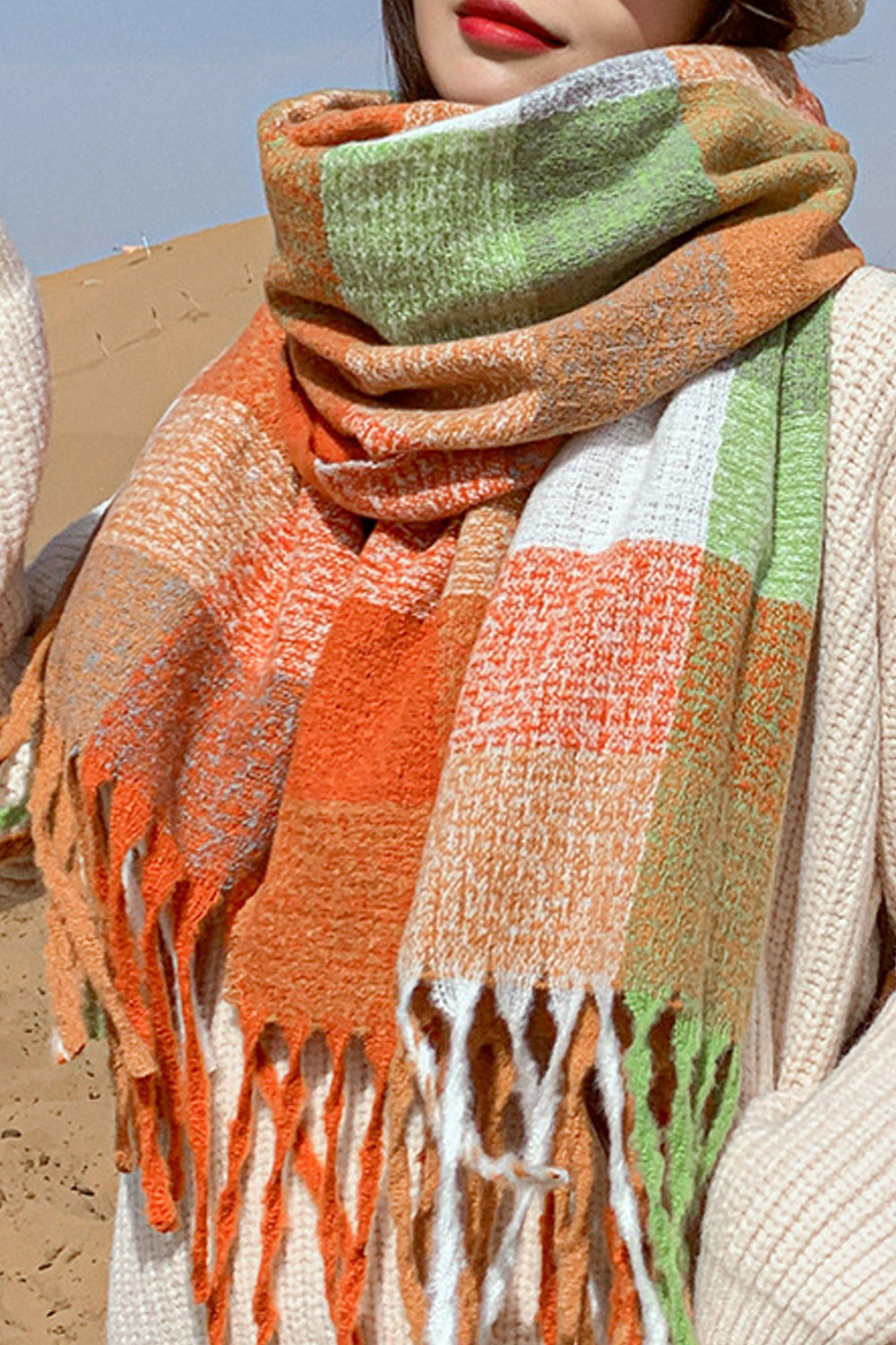 Women Tassel Hem Long Length Pretty Cozy Muffler