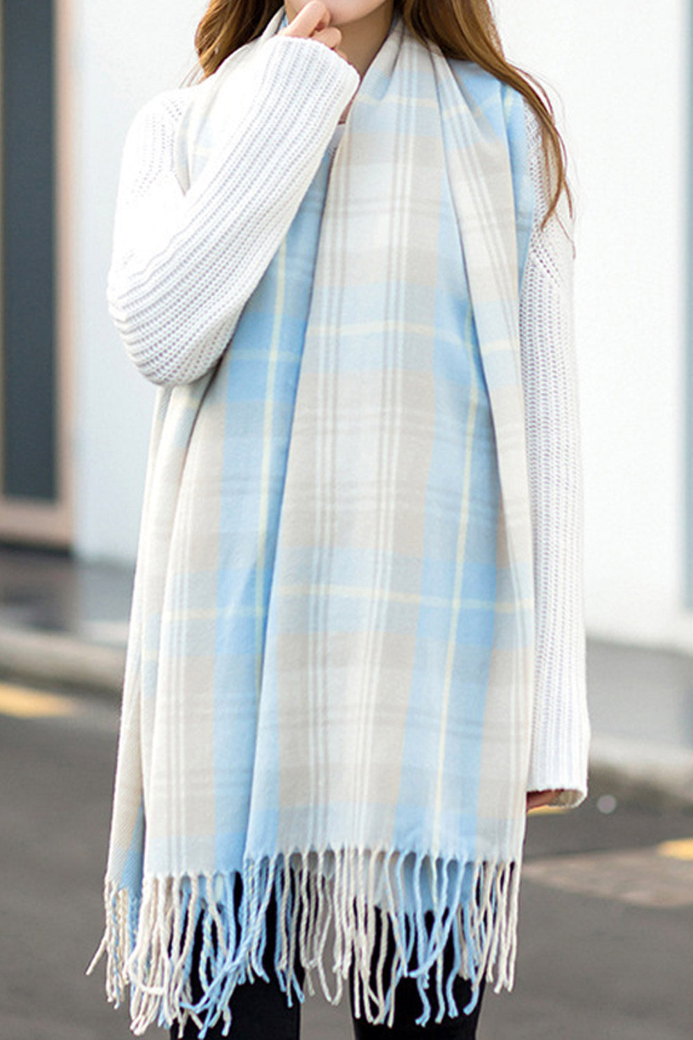 Women Casual Warm Long Length Tassel Decorated Muffler