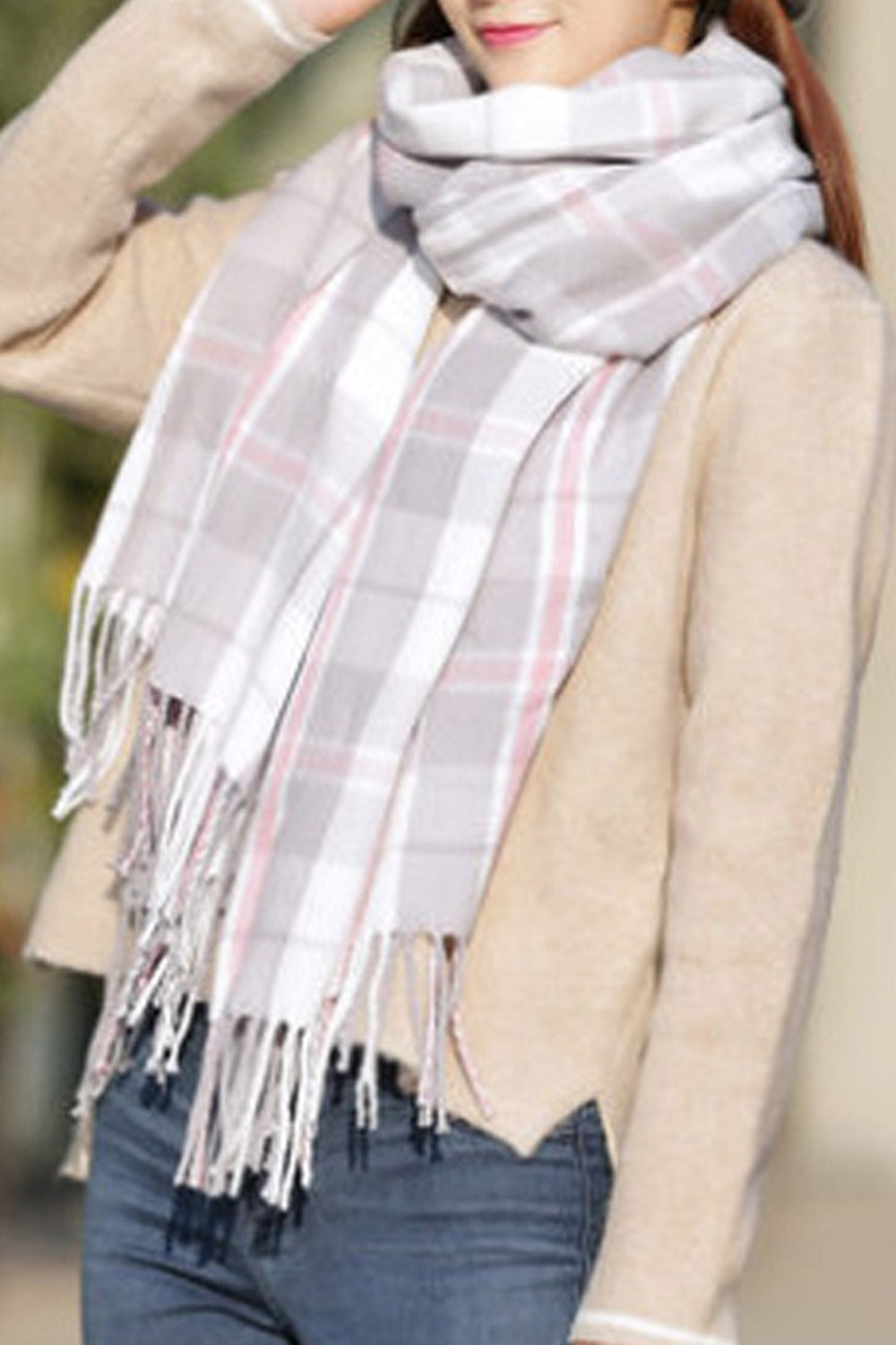 Women Casual Warm Long Length Tassel Decorated Muffler
